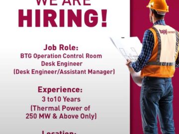 BTG Operation Control Room – Desk Engineer / Assistant Manager