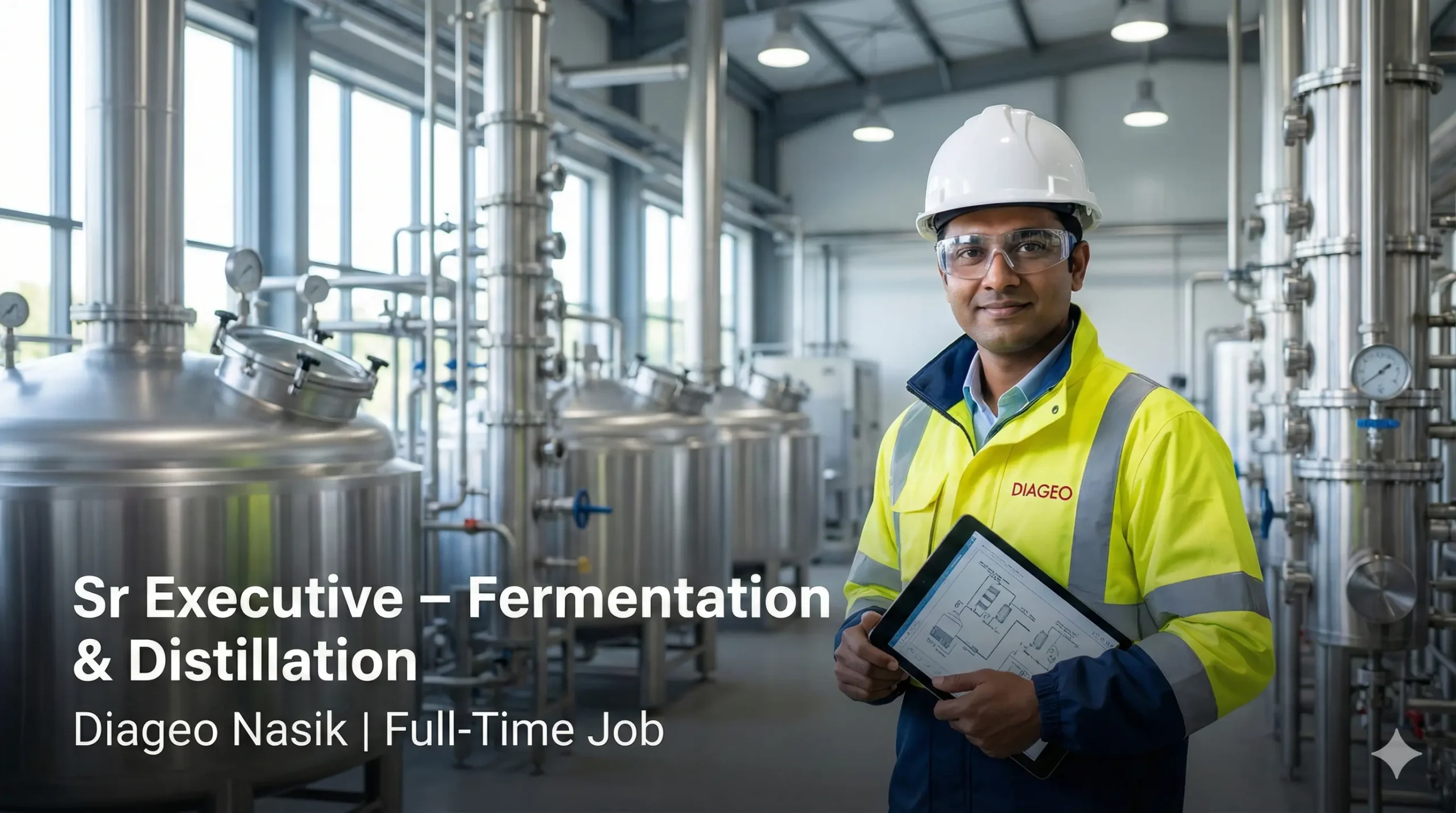 Sr Executive Fermentation & Distillation Job at Diageo Nasik