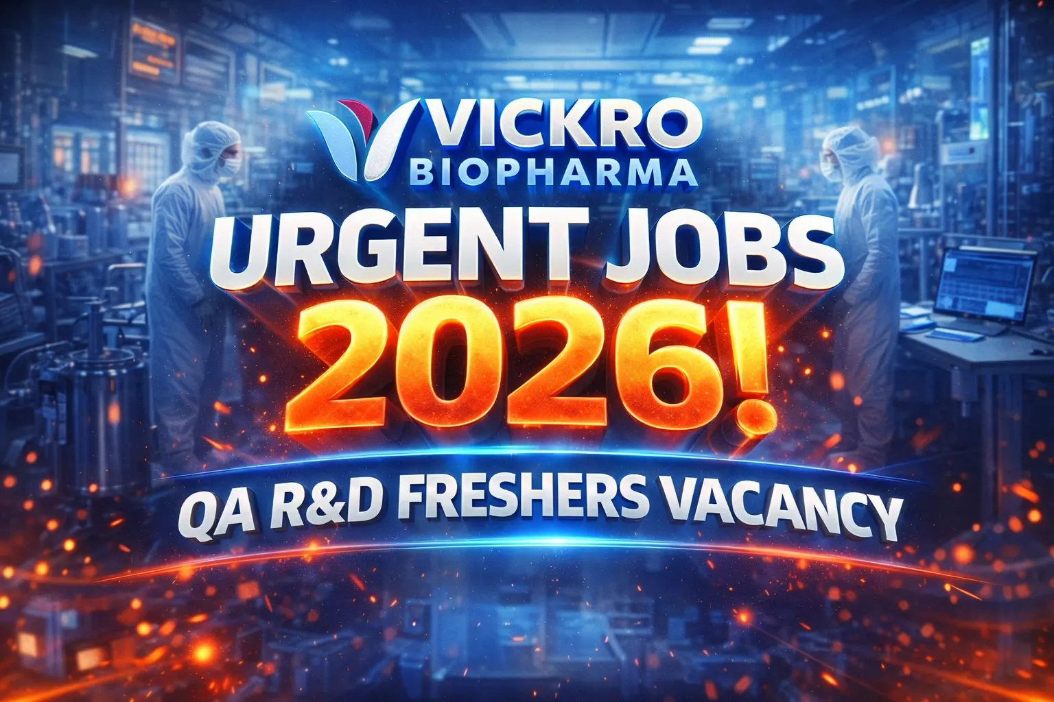 Vickro BioPharma Urgent Jobs 2026 | QA R&D Freshers Vacancy