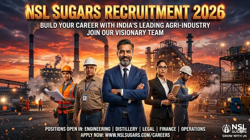 NSL Sugars Urgent Hiring 2026 - Distillery And Sugar Process