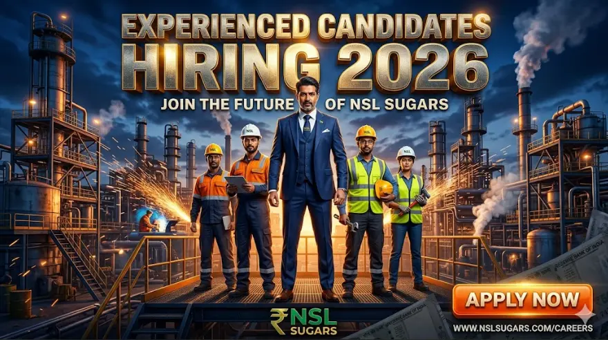 NSL Sugars Urgent Hiring 2026 - Distillery And Sugar Process