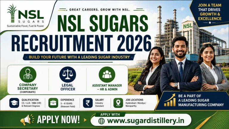 NSL Sugars Recruitment 2026 Apply Online, Salary & Job Posts