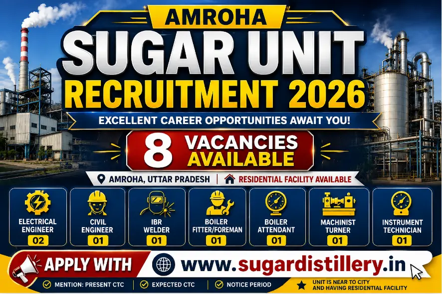 Amroha Sugar Recruitment 2026 | Latest Engineer & ITI Jobs