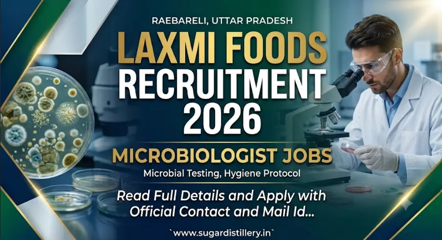 Image focusing on Lab Chemist Recruitment at Laxmi Foods in Raebareli, Uttar Pradesh for 2026, highlighting chemical analysis duties.