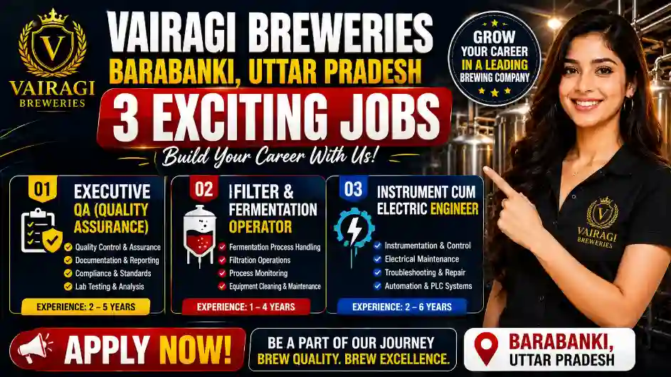 Vairagi Breweries Jobs 2026: Urgent QA & Engineer Vacancies