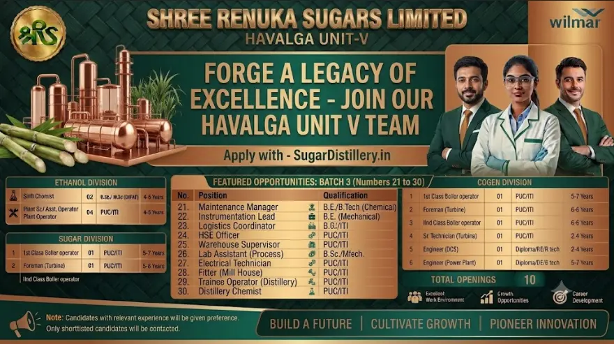 Renuka Sugars Jobs 2026