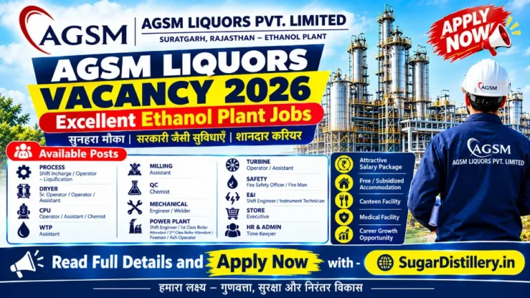 AGSM Liquors Vacancy 2026 Ethanol Plant Jobs in Suratgarh Rajasthan