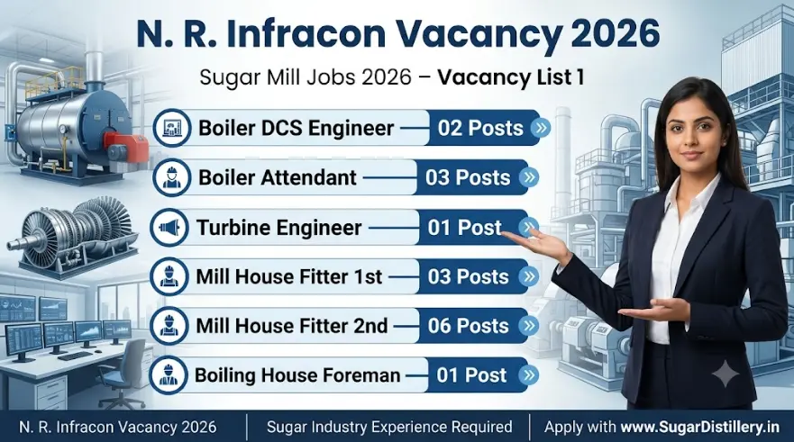 N. R. Infracon Vacancy 2026 Boiler Turbine and Mill House sugar mill jobs