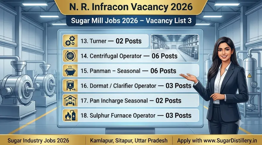 N. R. Infracon Vacancy 2026 Centrifugal Operator Panman and process jobs
