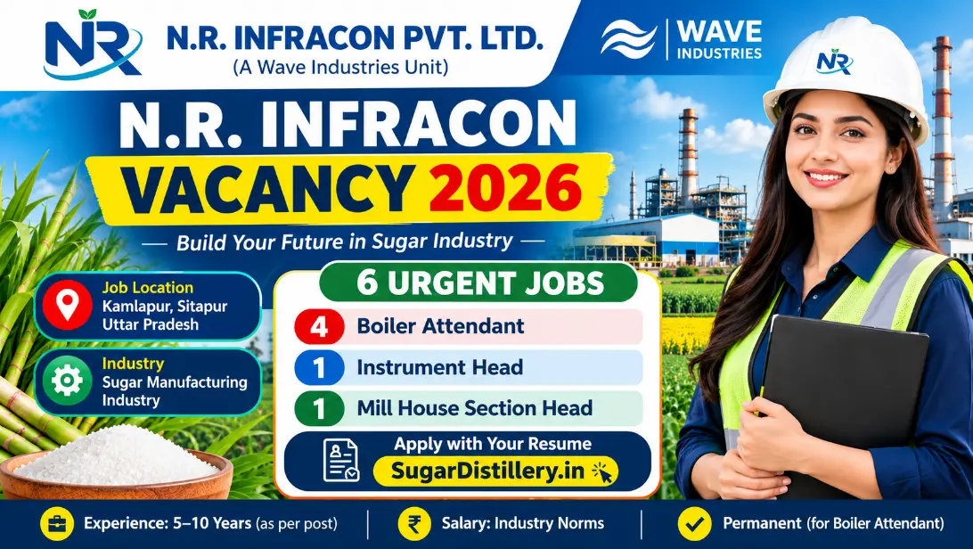 N.R. Infracon Vacancy 2026 – 6 Sugar Mill Jobs