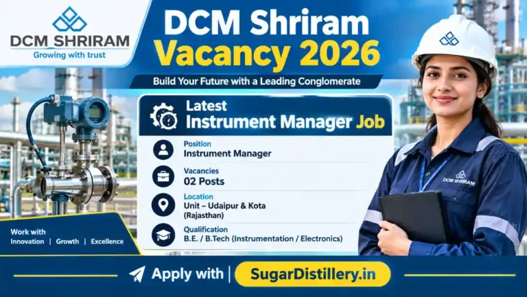 DCM Shriram Vacancy 2026 Instrument Manager Job in Lakhimpur Kheri