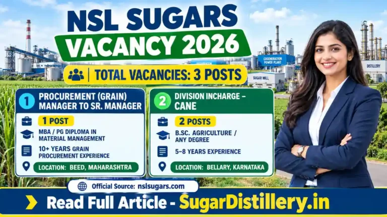 NSL Sugars Vacancy 2026 for Procurement Manager and Division Incharge Cane in Beed Maharashtra and Bellary Karnataka Copy Alt Text