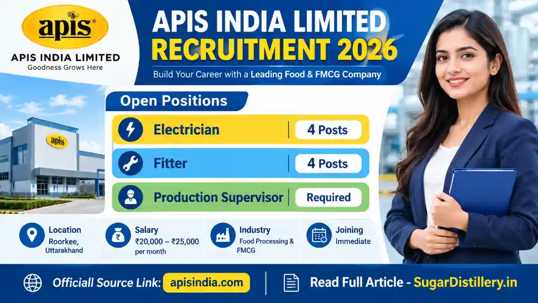 APIS India Limited Vacancy 2026 for Electrician, Fitter and Production Supervisor Jobs in Roorkee Uttarakhand