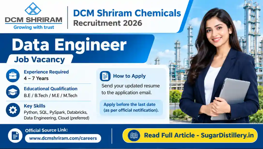 DCM Shriram Chemicals Data Engineer Recruitment 2026 job vacancy